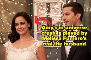 Amy Santiago's in-universe crush is played by Melissa Fumero's real-life husband
