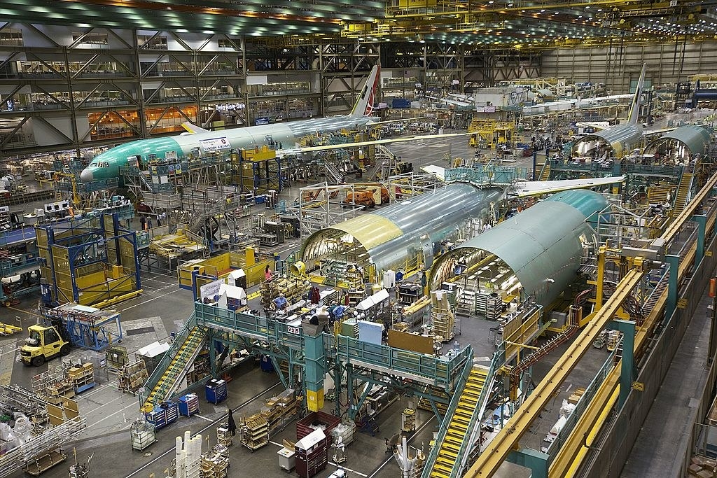 a modern-day Boeing factory in Washington