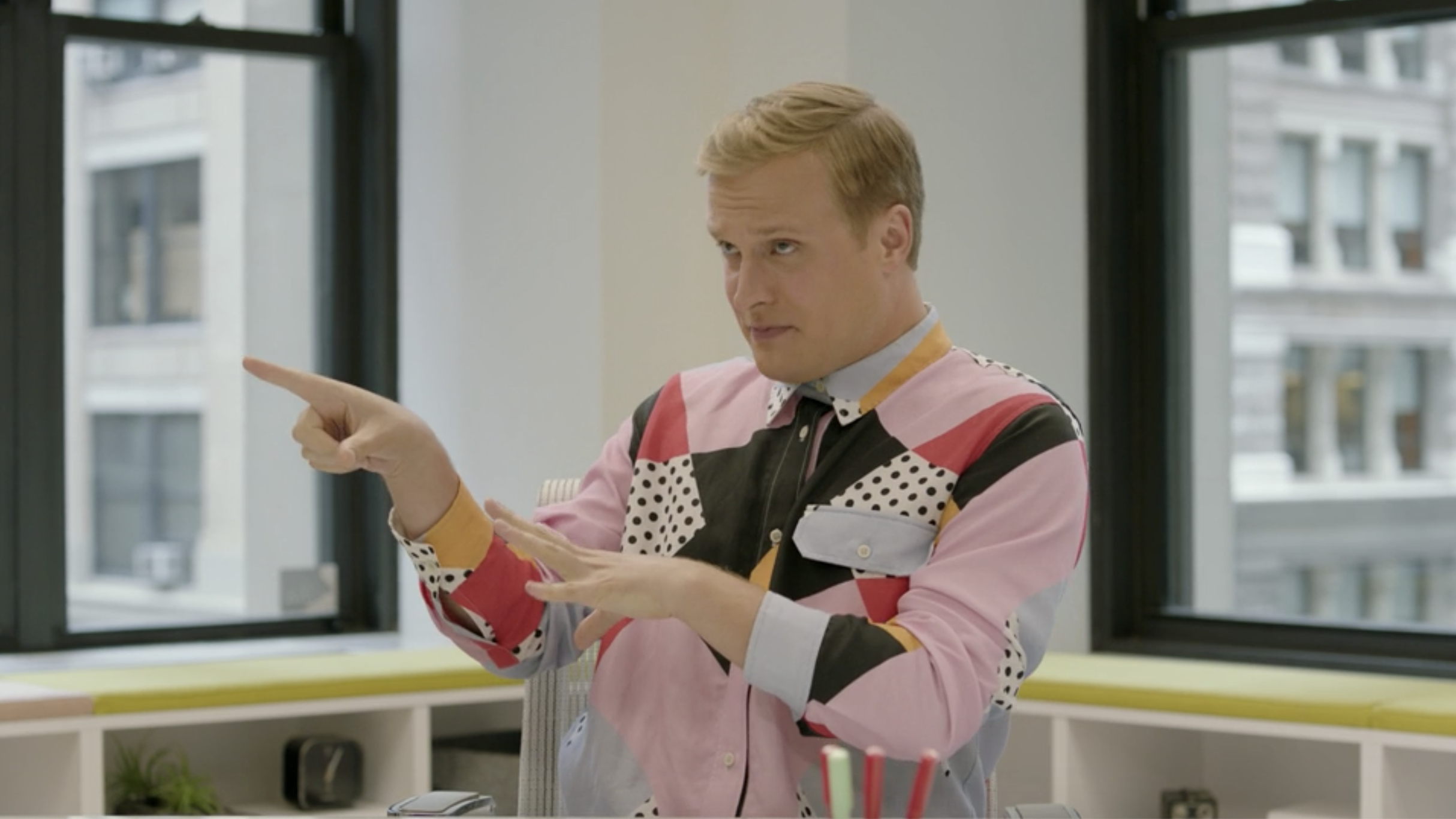 John Early pointing.