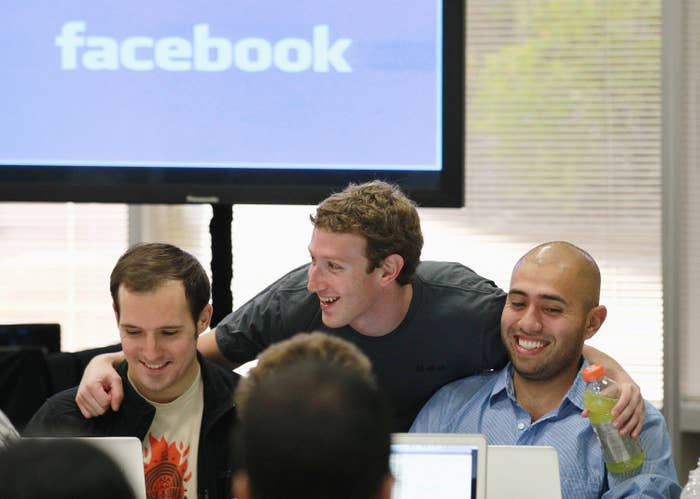 Facebook CEO Mark Zuckerberg and employees