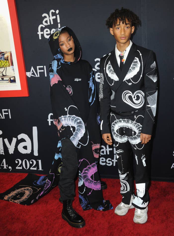 Jaden and Willow on a red carpet