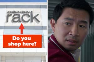 Nordstrom Rack is on the left labeled, "Do you shop here?" with Shang Chi on the right