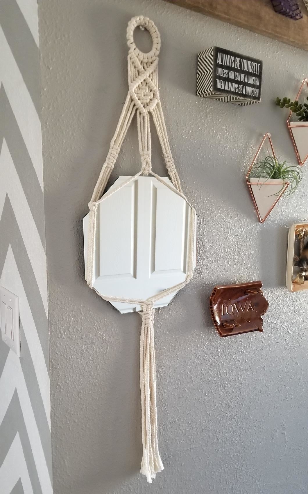 reviewer image of the hanging macrame mirror