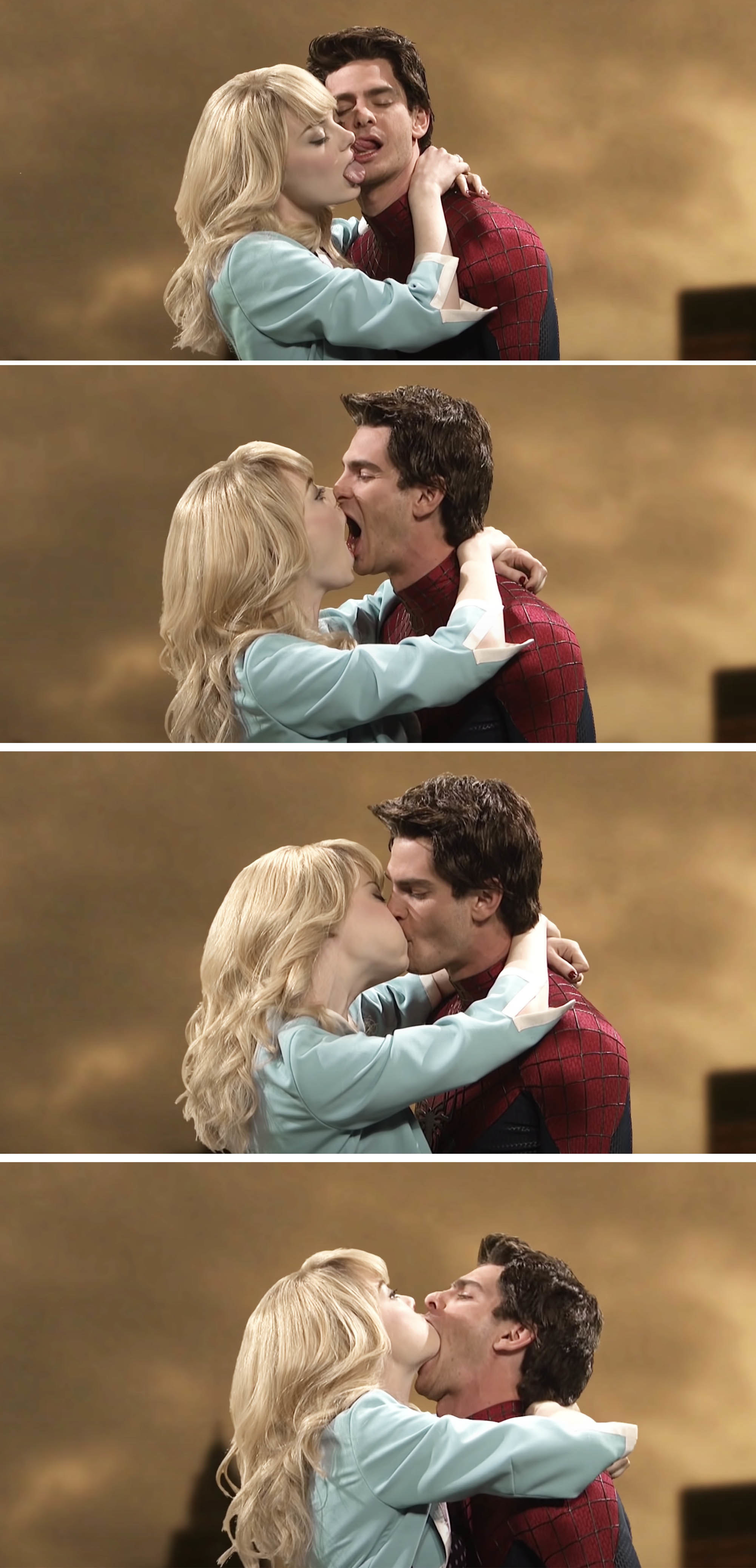 Andrew and Emma making out in various different ways