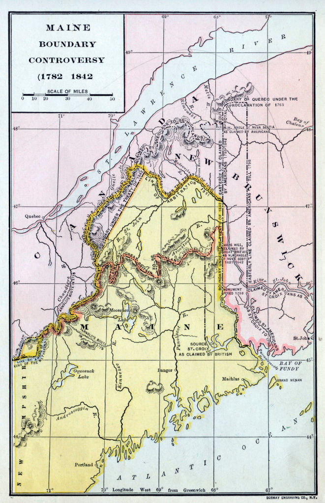 a map of the Maine Boundary Controversy