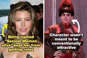 Jessica Biel labeled "Being named 'Sexiest Woman alive' kept her from getting roles" and Alison Brie in GLOW labeled "Character wasn't meant to be conventionally attractive"