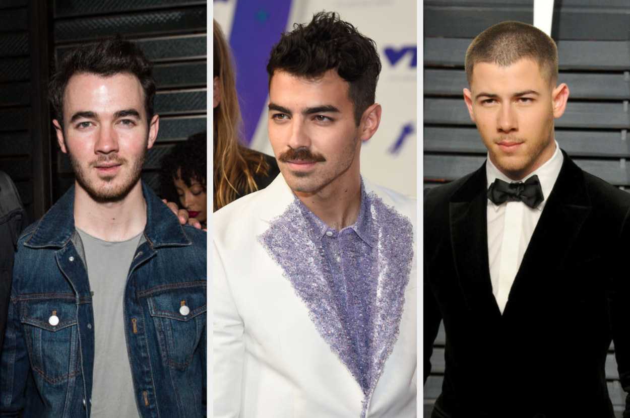 Side by sides of Jonas Brothers on red carpets