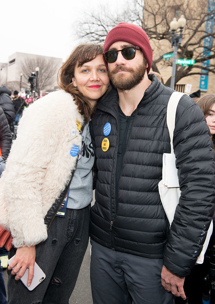 Maggie and Jake Gyllenhaal posing at an event