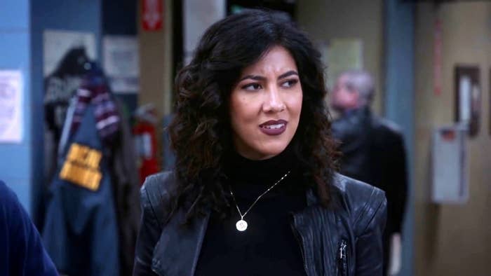 Rosa Diaz from &quot;Brooklyn Nine-Nine&quot; making a confused face