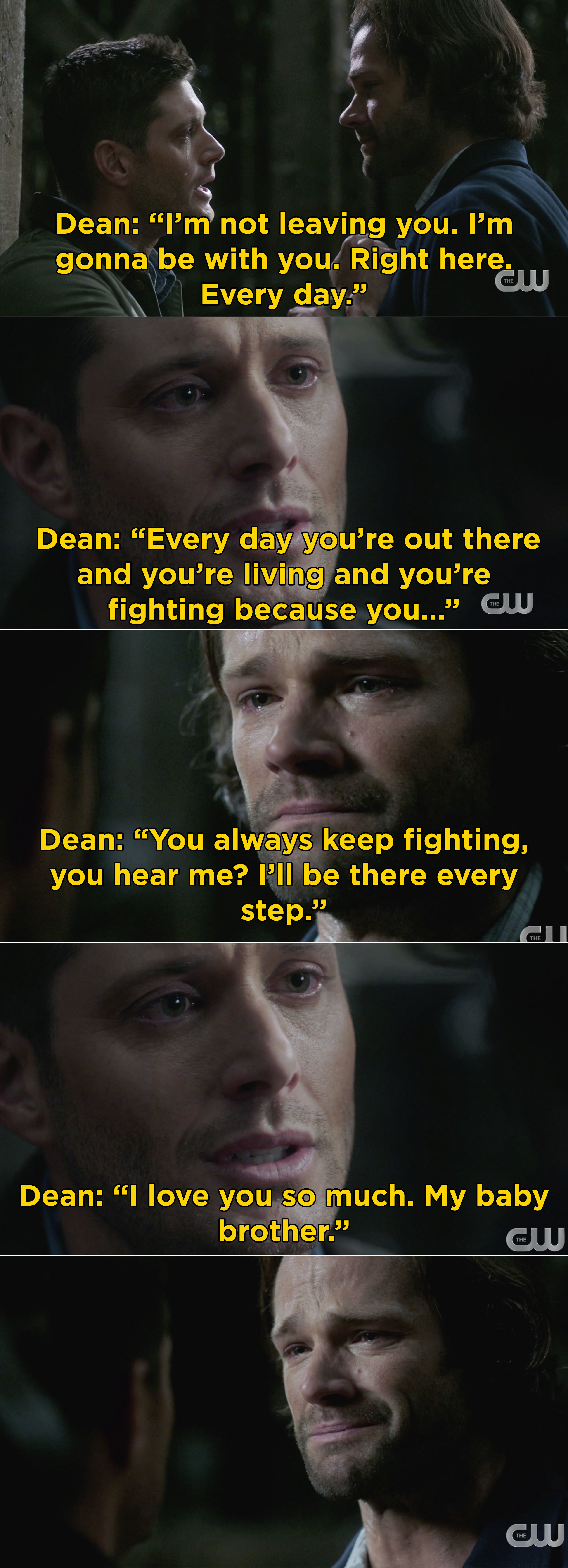 Dean telling Sam he loves him in the series finale of &quot;Supernatural&quot;