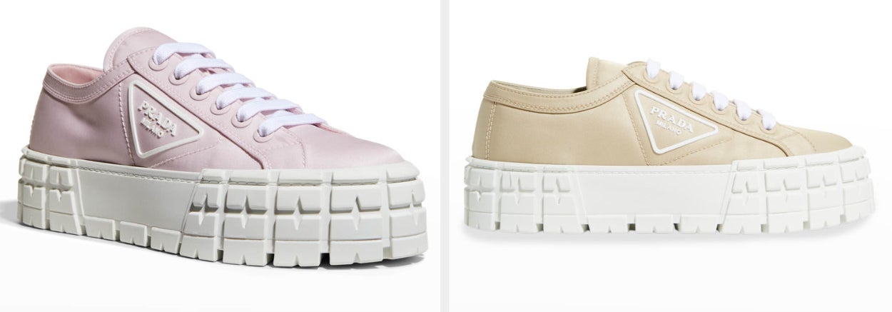 Two images of Prada platform sneakers
