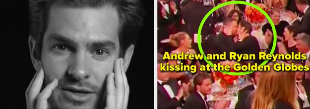 Andrew Garfield and Ryan Reynolds kissing