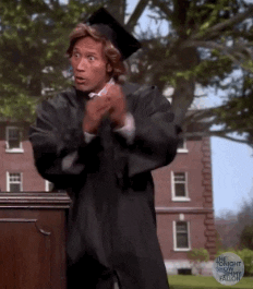 Dwayne Johnson gets excited on graduation day