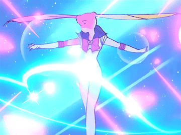 Sailor Moon in a glittery transformation
