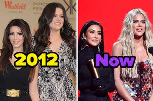 Kim and Khloe Kardashian in 2012 and today