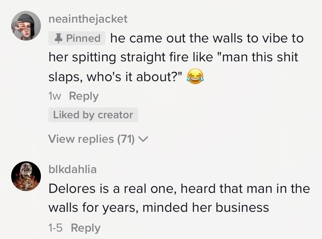&quot;He came out the walls to vibe to her spitting straight fire like, &#x27;Man this shit slaps, who&#x27;s it about?&quot;