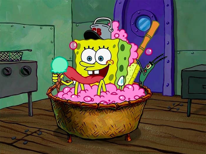 Spongebob working at the Chum Bucket