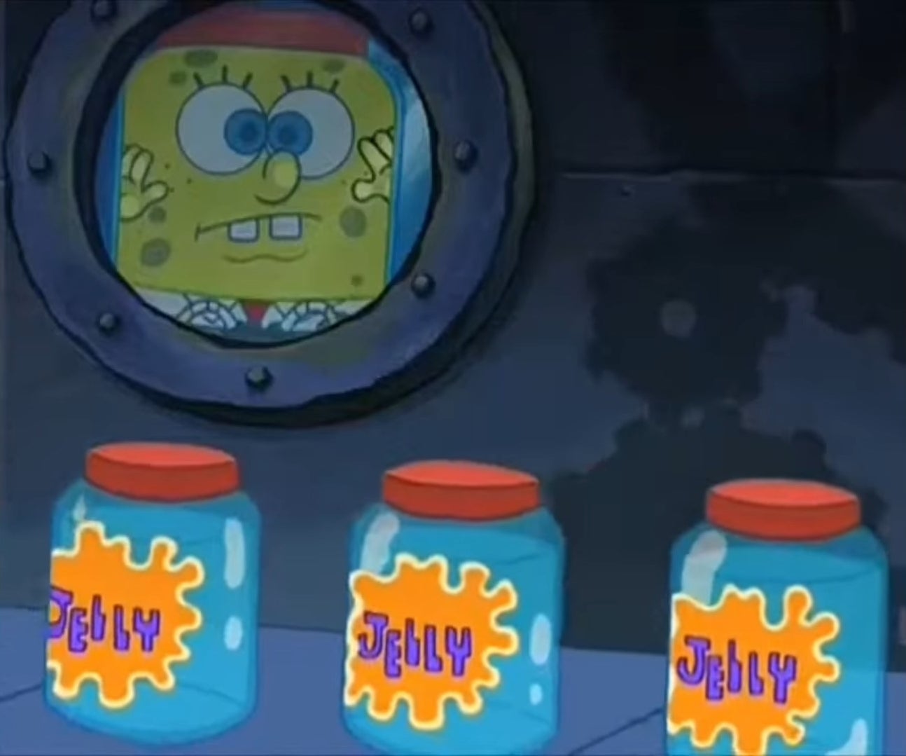 Spongebob looking at the jellyfish factory