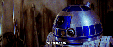 Gif of R2D2 with the subtitle &quot;sad beep&quot;