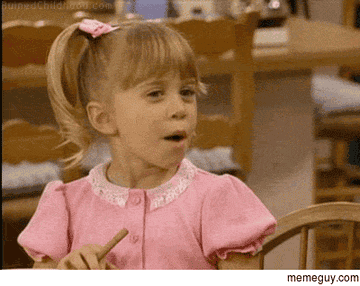 Gif of one of the Olsen Twins on Full House saying &quot;Bitch, what&quot;