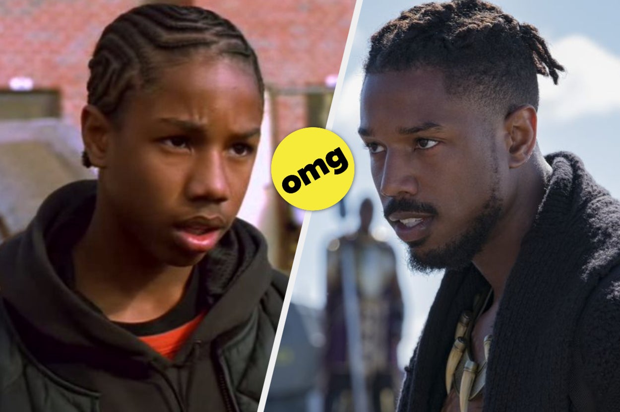 Michael B. Jordan in The Wire on the left, and in Black Panther on the right.