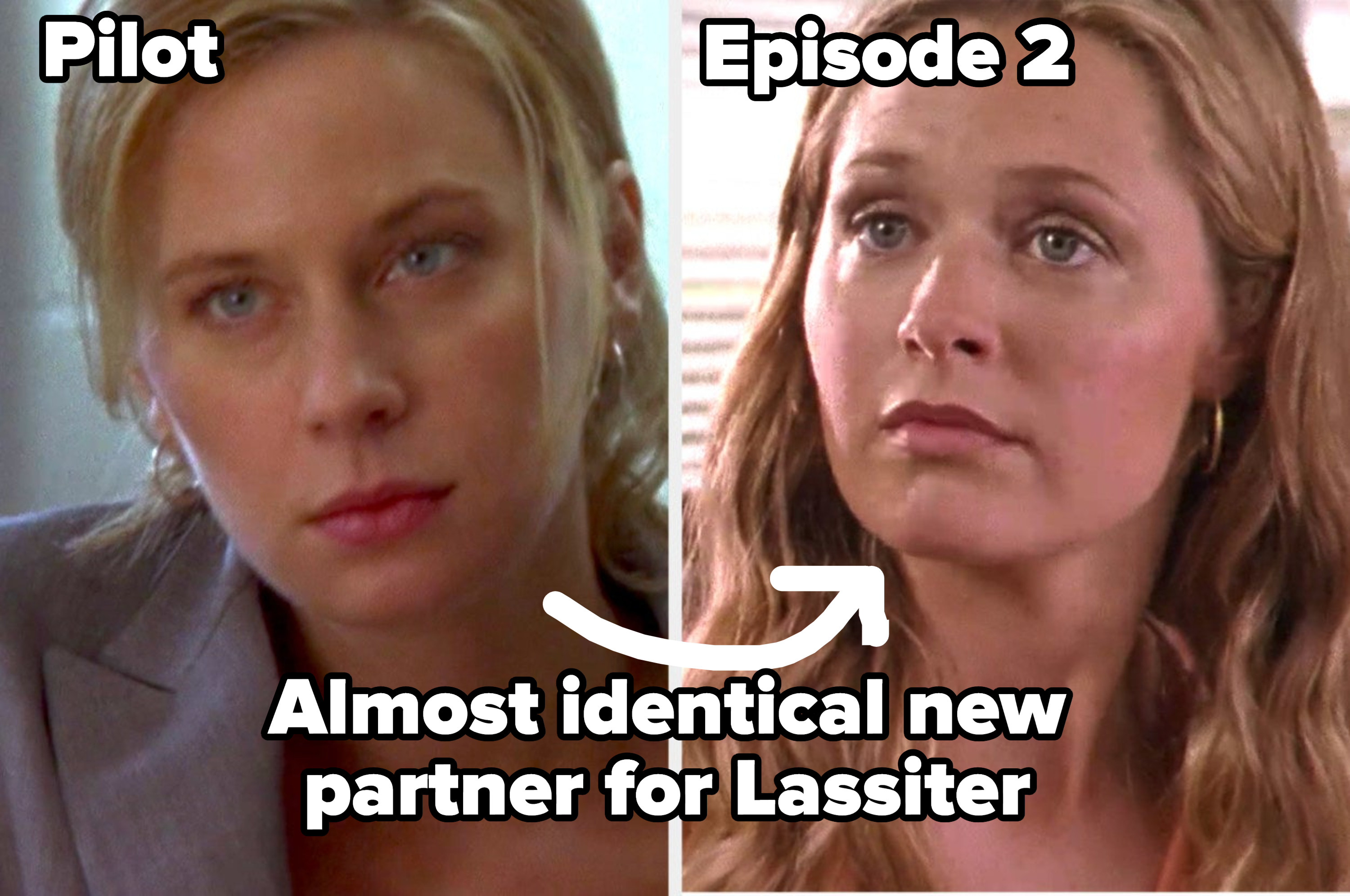 Lucinda in the pilot and Juliet in episode 2 labeled &quot;almost identical new partner for Lassiter&quot;
