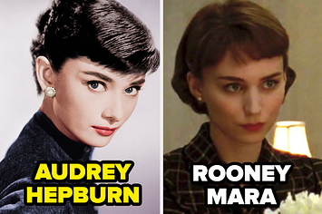Portrait of Audrey Hepburn in the '50s; Rooney Mara in "Carol"
