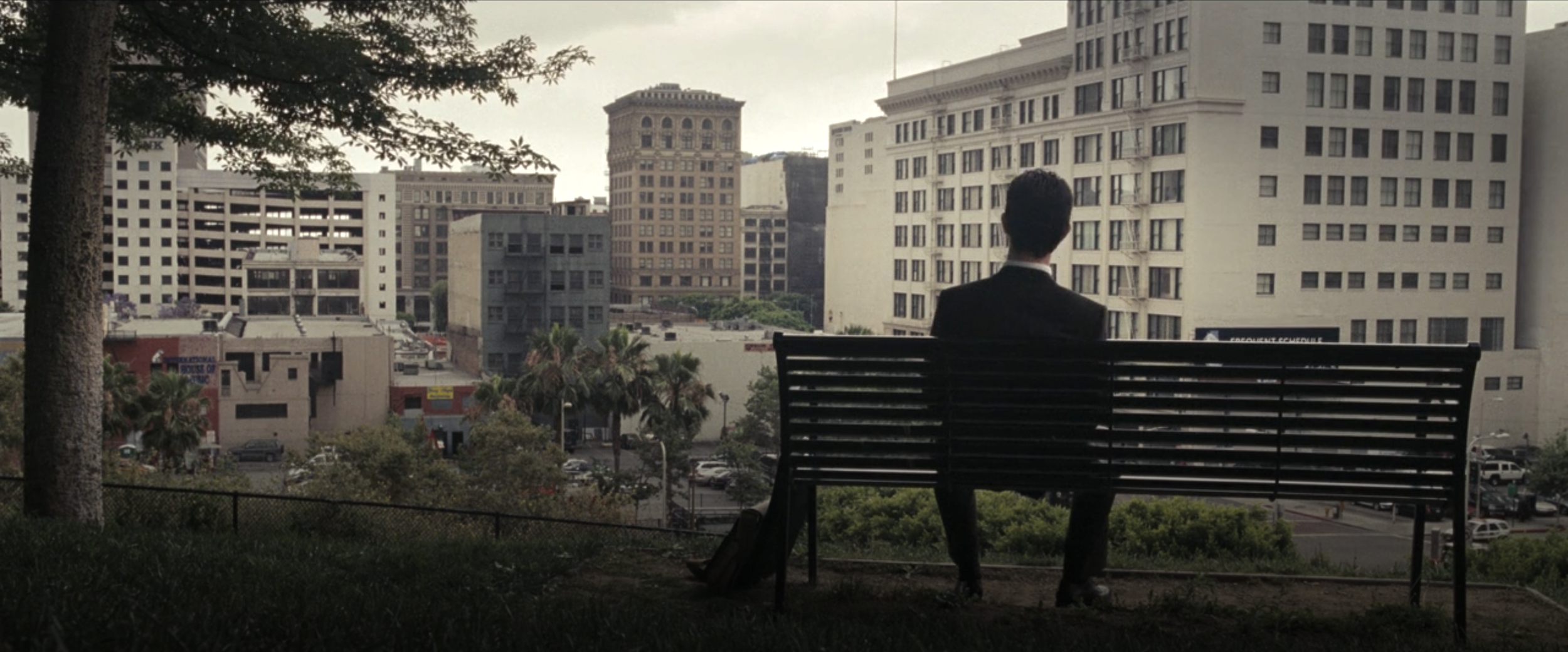 Joseph Gordon-Levitt as Tom stares at the beautiful buildings of downtown Los Angeles in &quot;500 Days of Summer&quot;