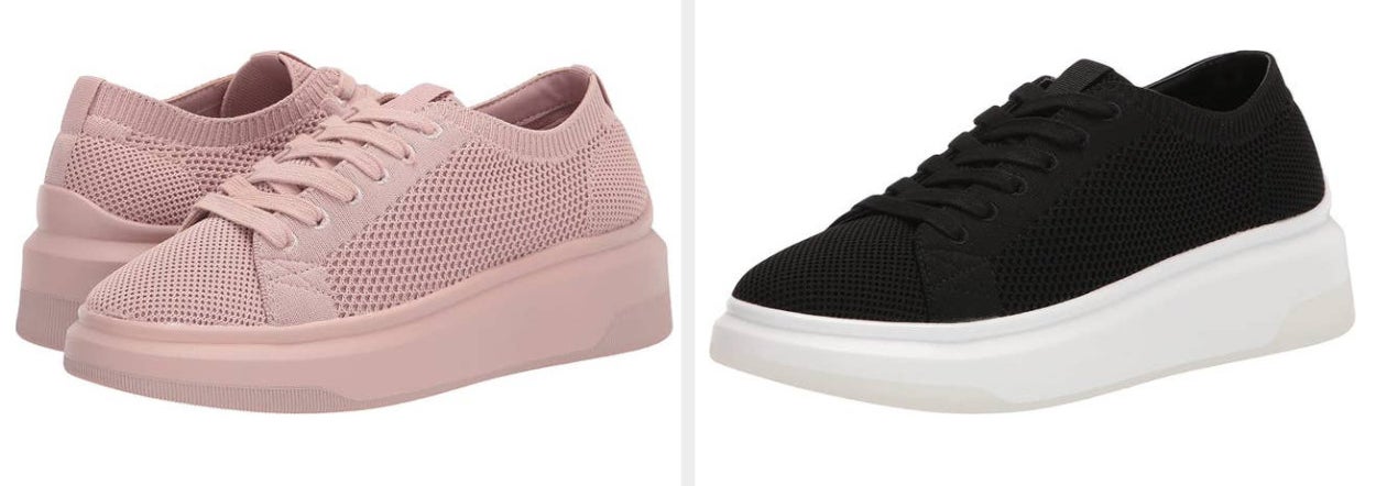 Image of pink and black platform sneakers
