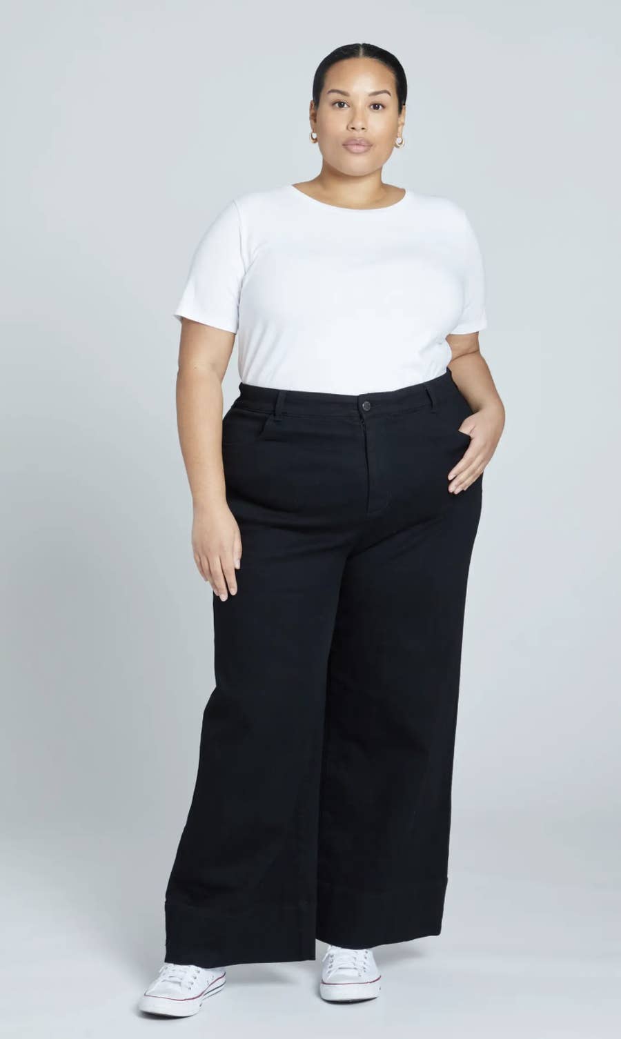 Plus size black 2024 wide leg jeans