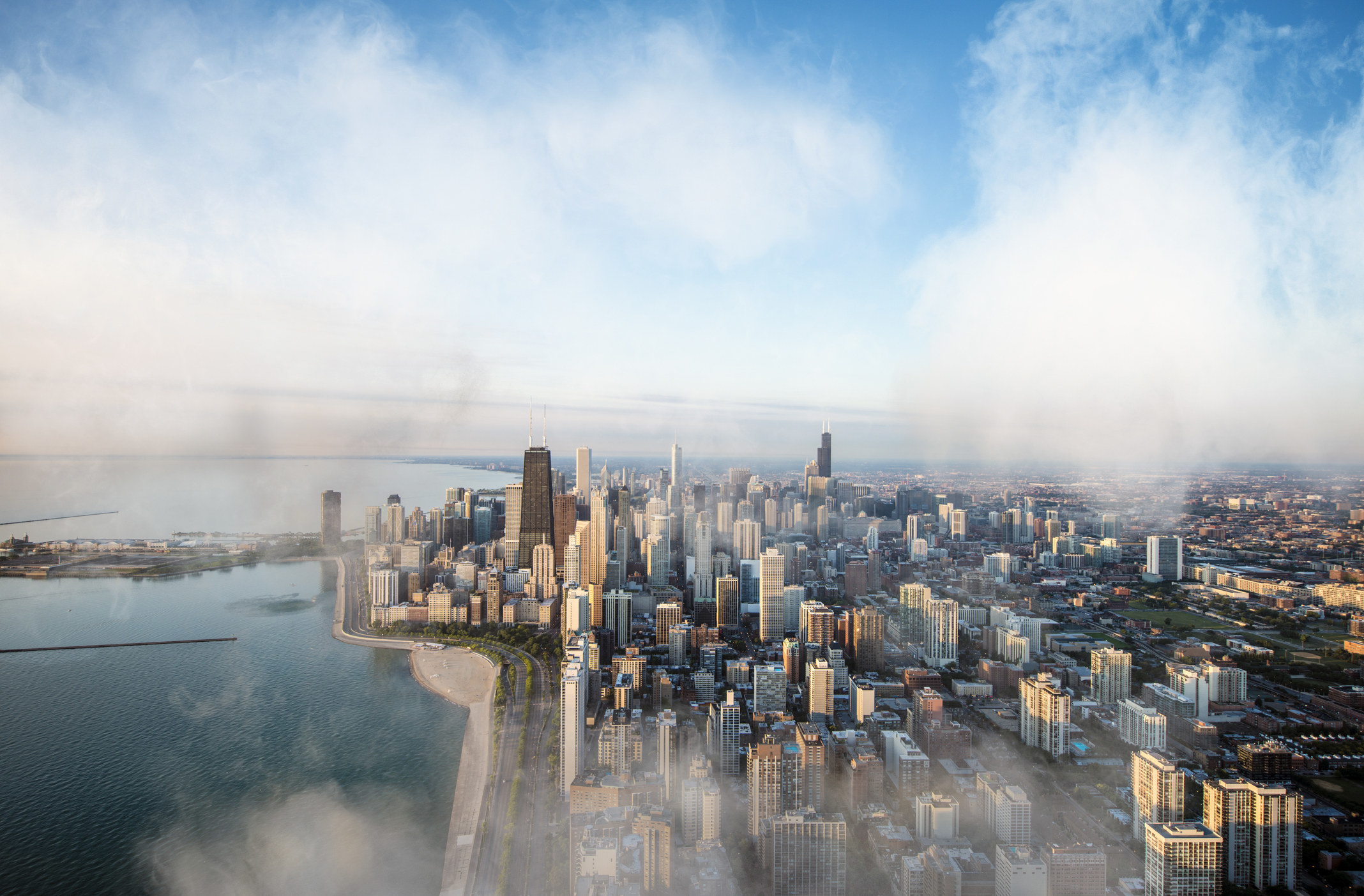 The misty skyline of Chicago