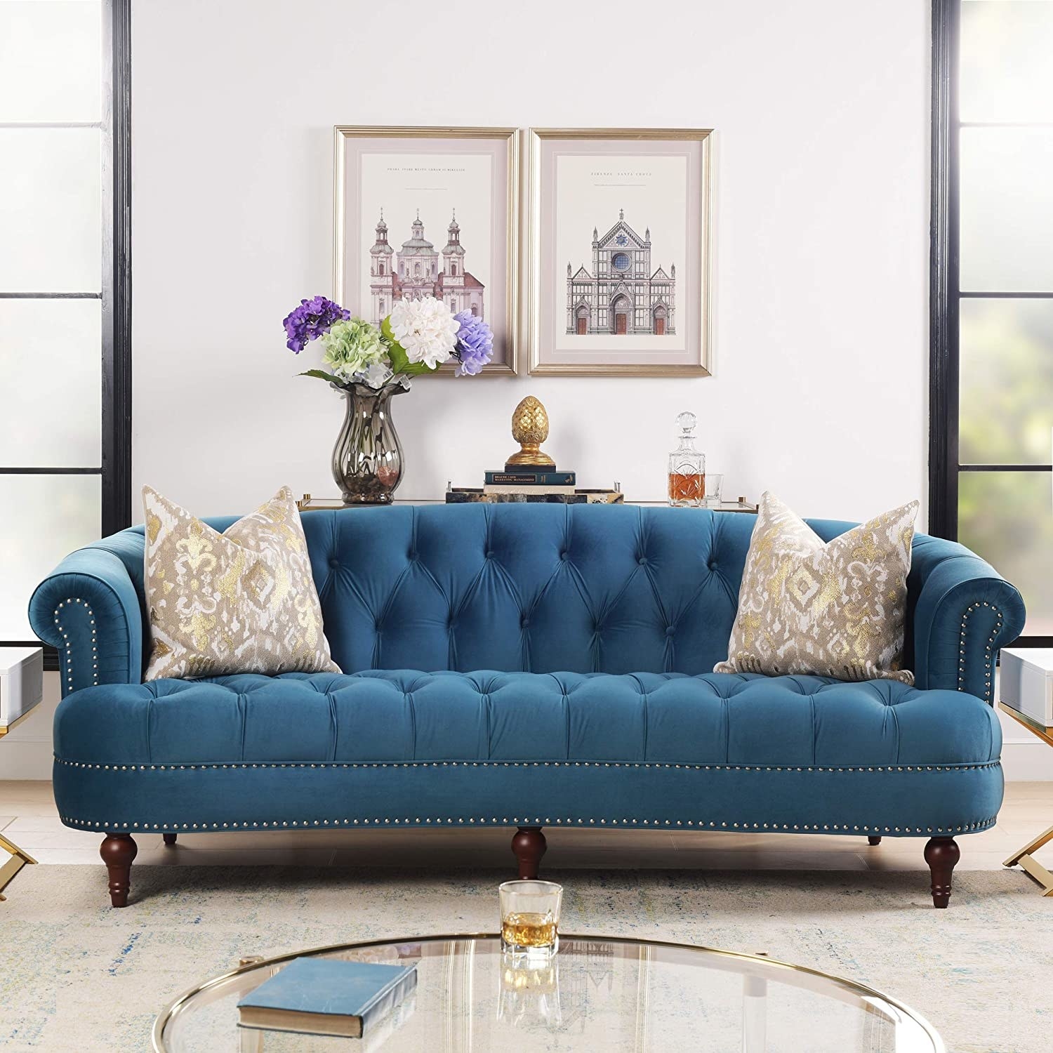 The sofa in the color Satin Teal