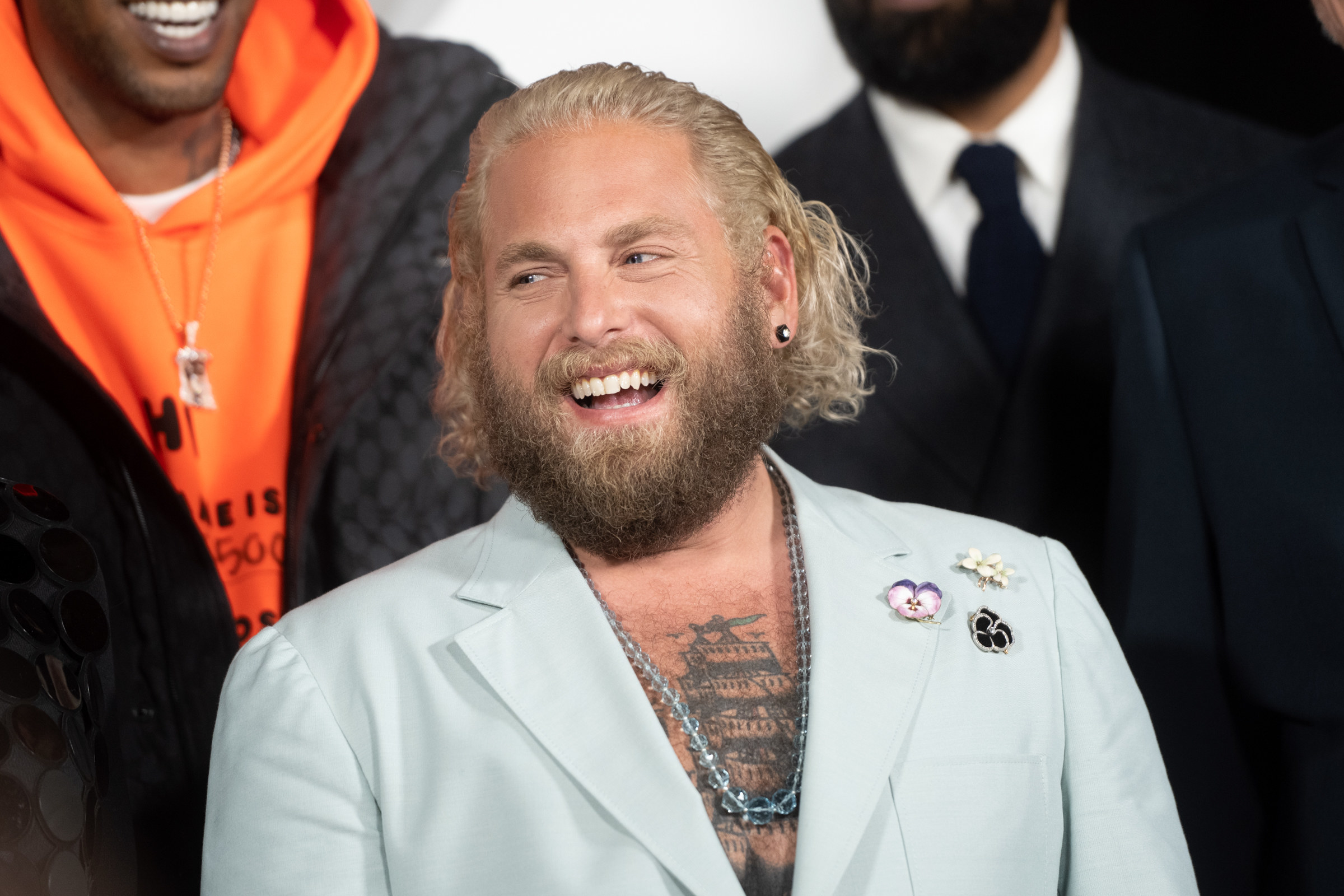 Jonah Hill laughing at the Don&#x27;t Look Up premiere