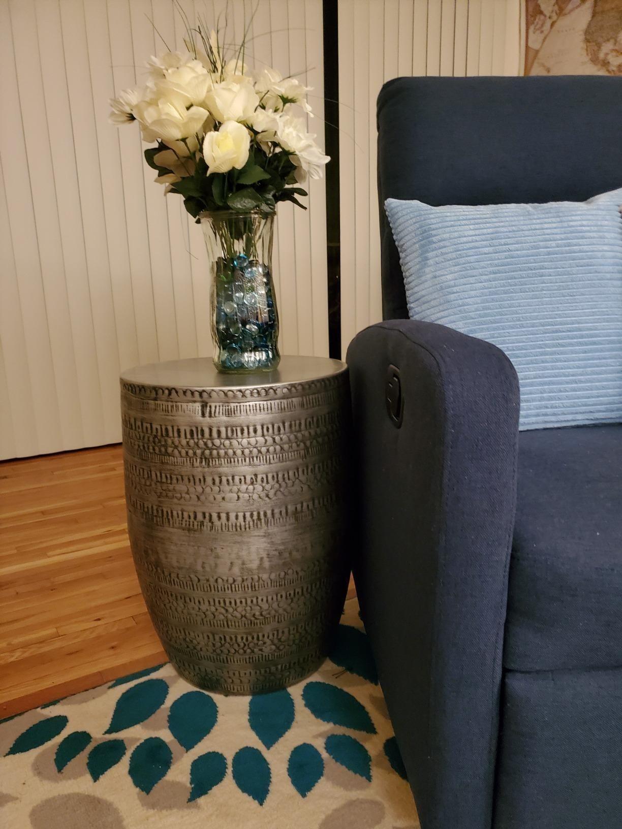 Reviewer&#x27;s photo of the end table in the color Antique Silver