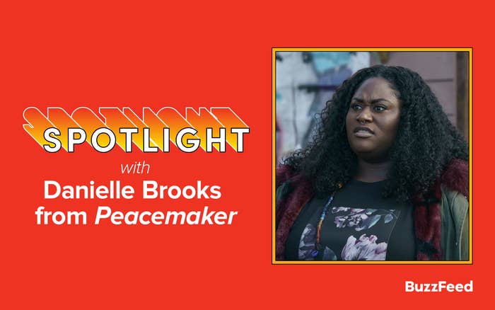 Spotlight with Danielle Brooks from Peacemaker with an image of Danielle&#x27;s character on the right