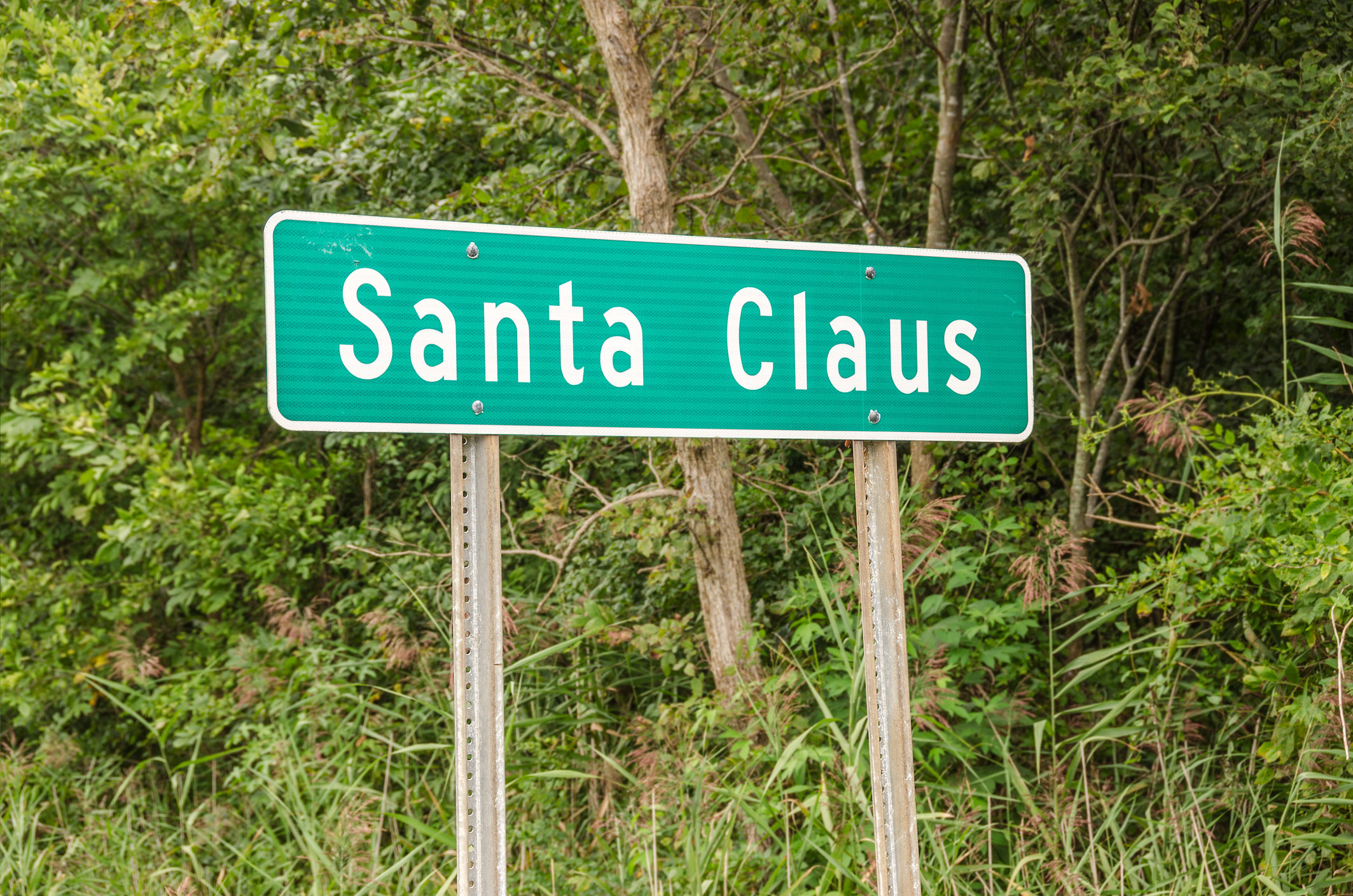 the highway sign for Santa Claus