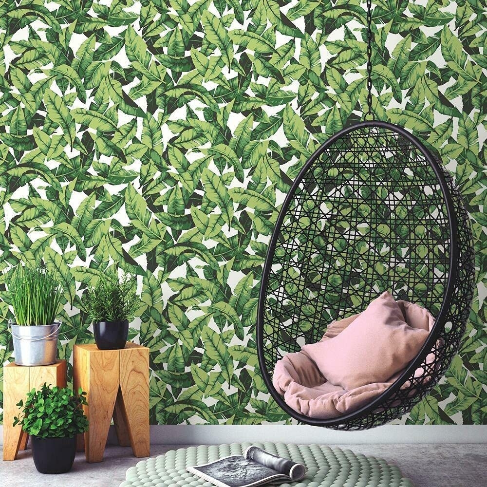 The peel-and-stick wallpaper in the color Green