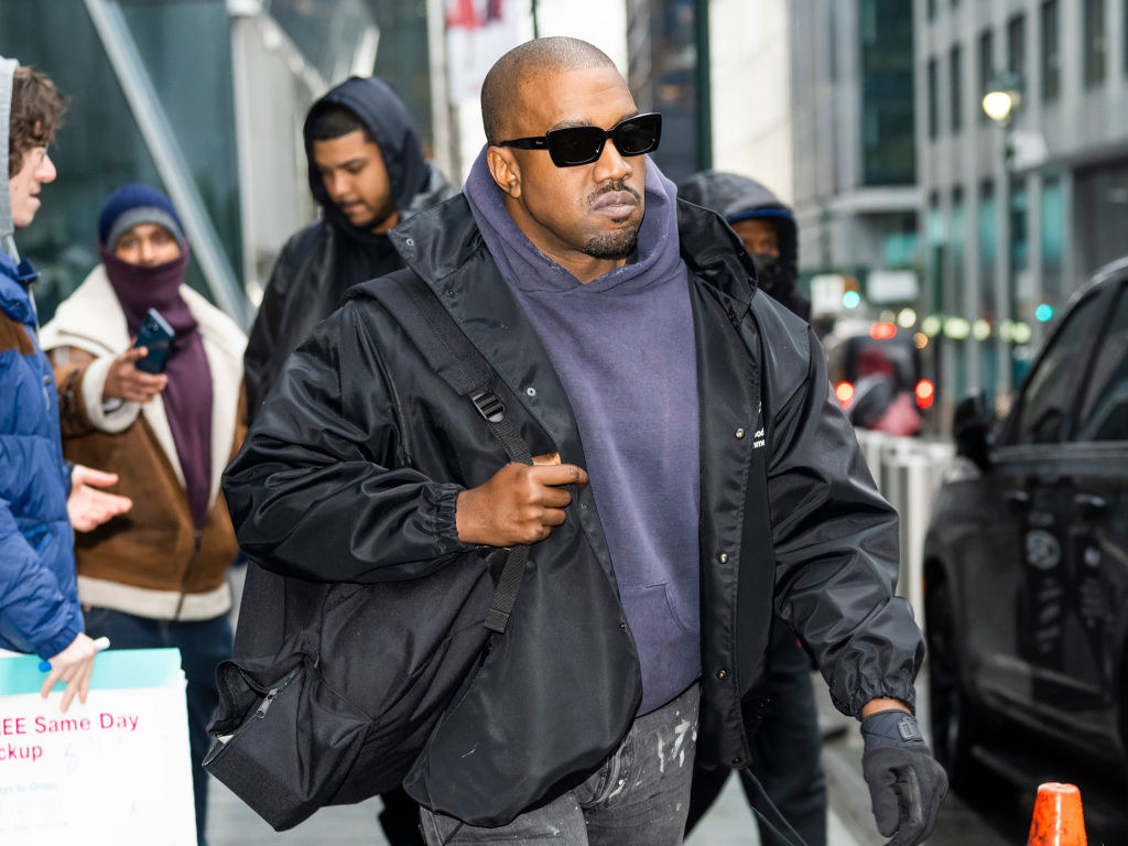 Kanye West is seen in Chelsea on January 05, 2022 in New York City