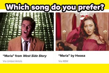 maria from west side story on the left and maria by hwasa on the right