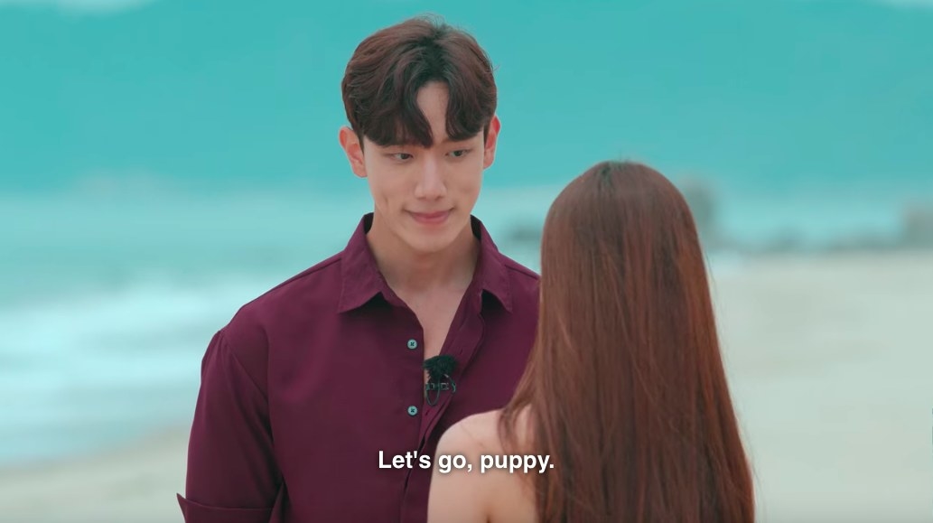 Hyeun-soong smiles as Ji-a says, &quot;Lets go, puppy&quot;