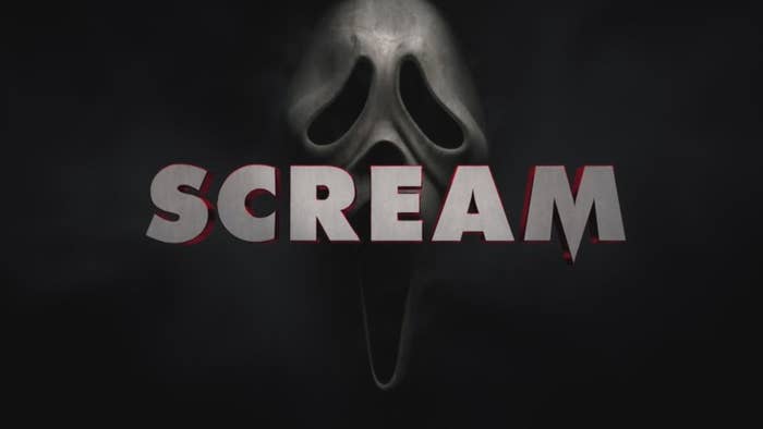 a still from the &quot;Scream&quot; trailer, the movie title overlaid over the Ghostface mask