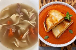 chicken noodle soup and tomato soup