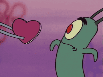 Plankton holds a heart cutout