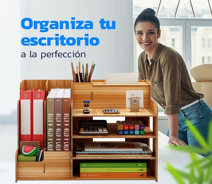Organizador para escritorio color madera