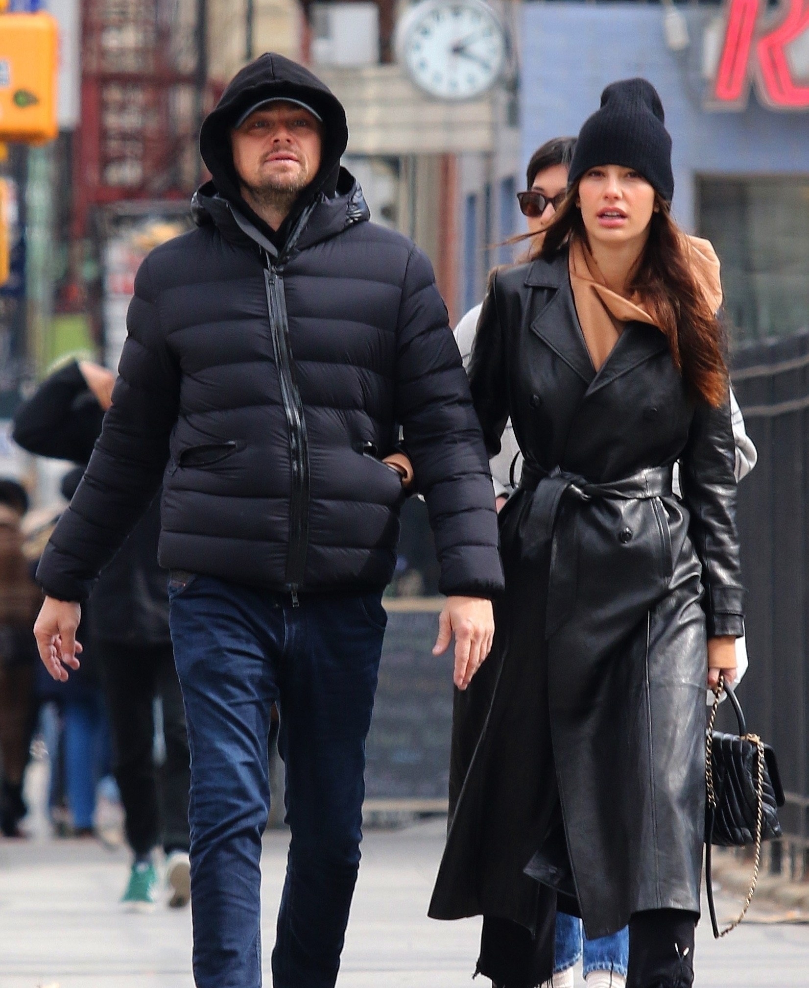 Paparazzi shot of Leo and Camila Morrone dressed warmly