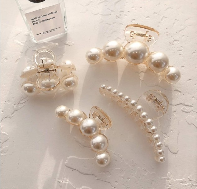Pinzas para cabello con diseño de perlas