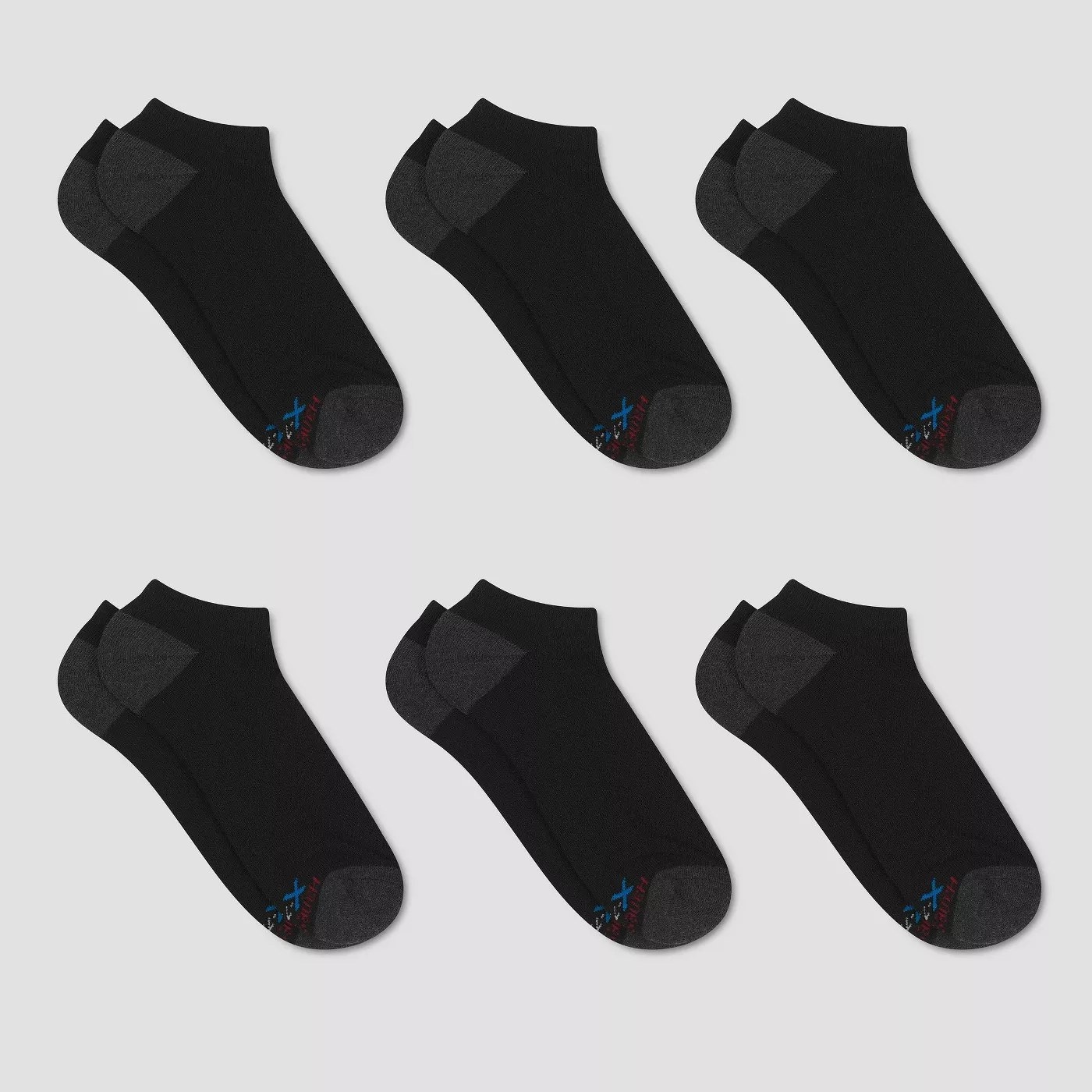 Six pair of ankle length socks in black