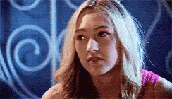 Maya Matlin going from straight faced to smiling