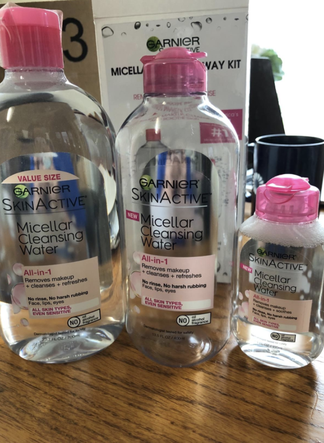 A three-pack of Garnier micellar water