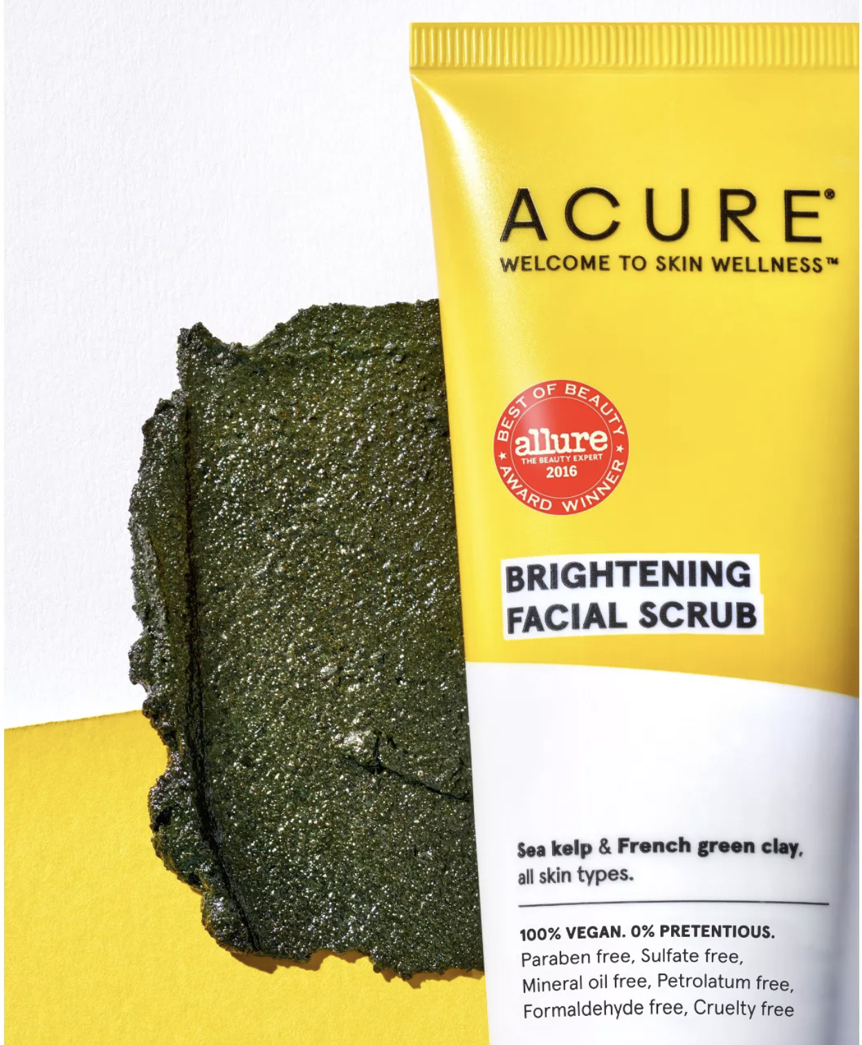 A bottle of Acure facial scrub